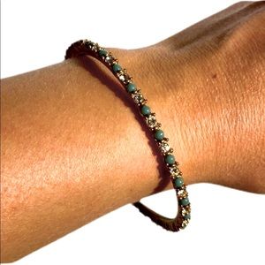 Banana Republic Boho Gold Turquoise Crystal Diamond Gem Bracelet Bangle